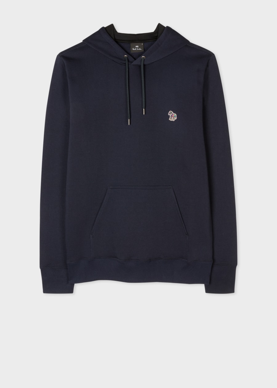 Paul Smith フーディサイズL 黒 Men's Dark Navy Cotton Zip-Front Zebra Logo Hoodie
