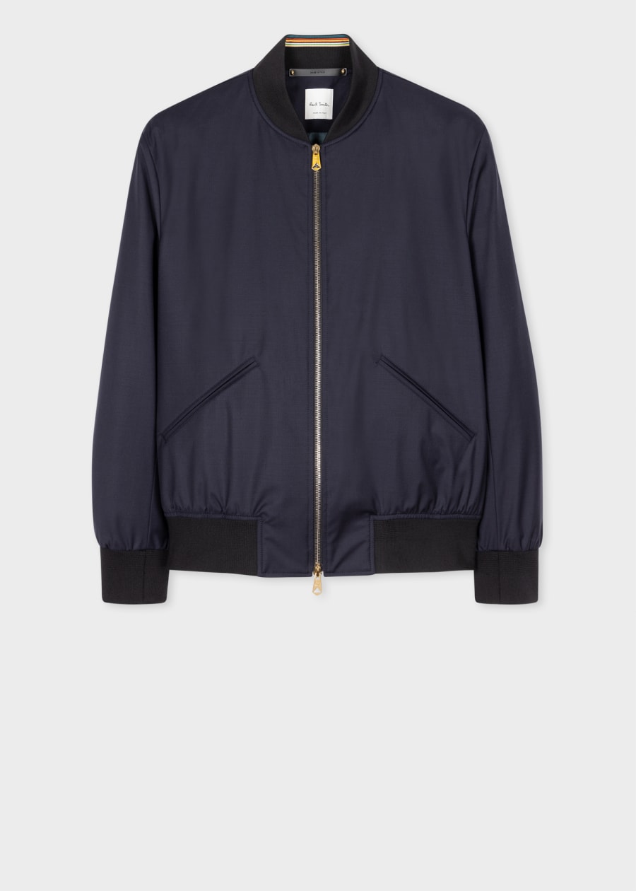 Men's Dark Navy Suede Bomber Jacket