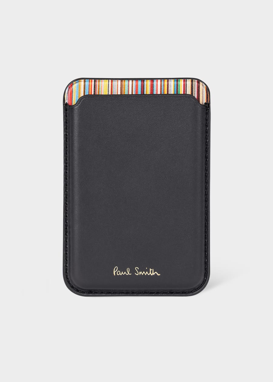 Signature Stripe' iPhone MagSafe Leather Credit Card Casee