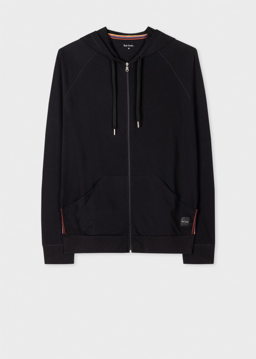 Men's Dark Navy Cotton Zip-Front Zebra Logo Hoodie