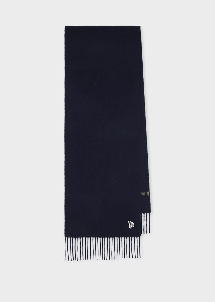 Navy Blue Cashmere Logo Scarf