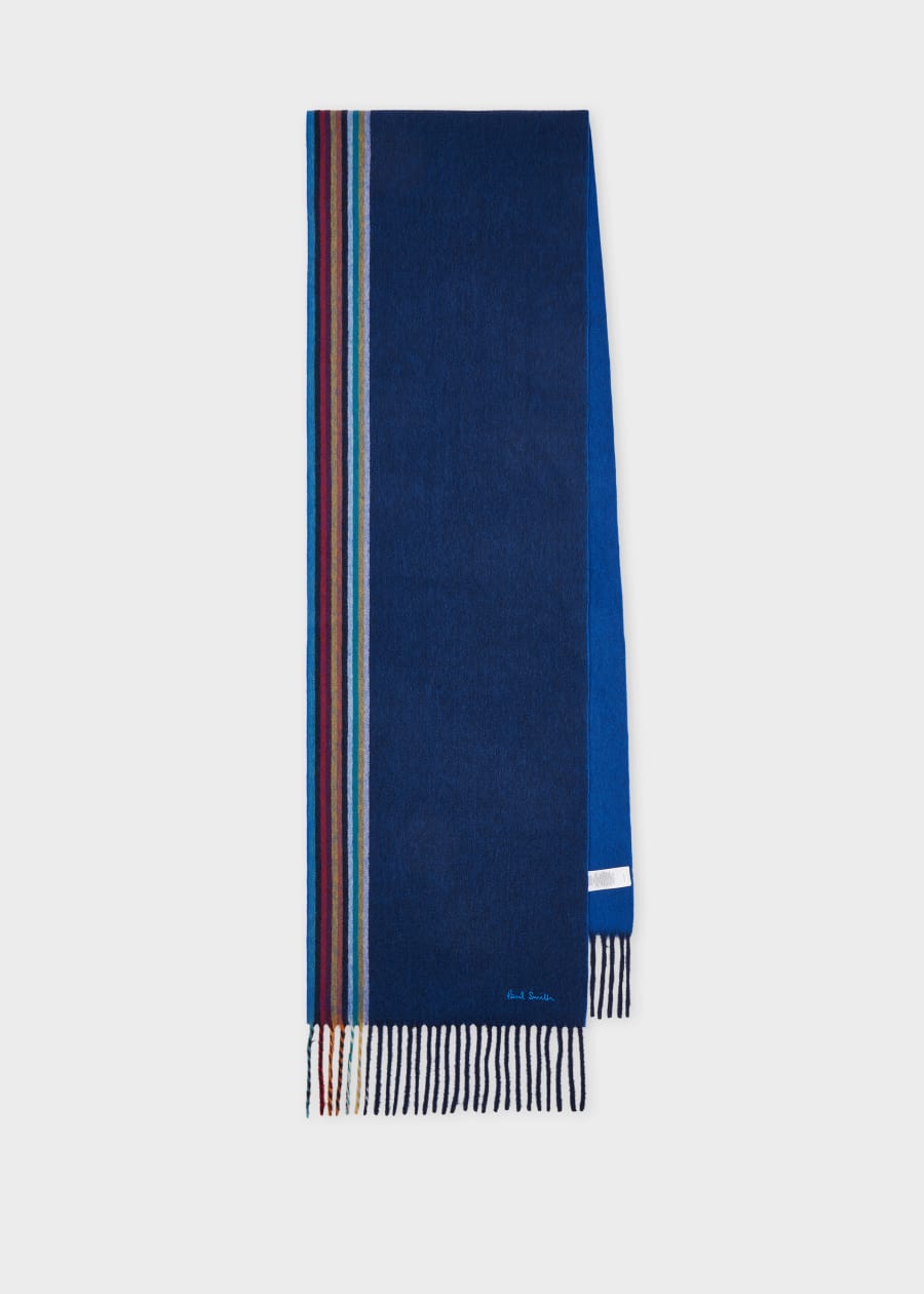 Men's Navy Lambswool Zebra Scarf