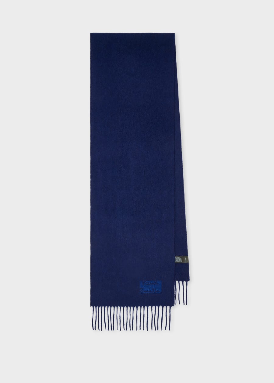 Men's Navy Lambswool Zebra Scarf