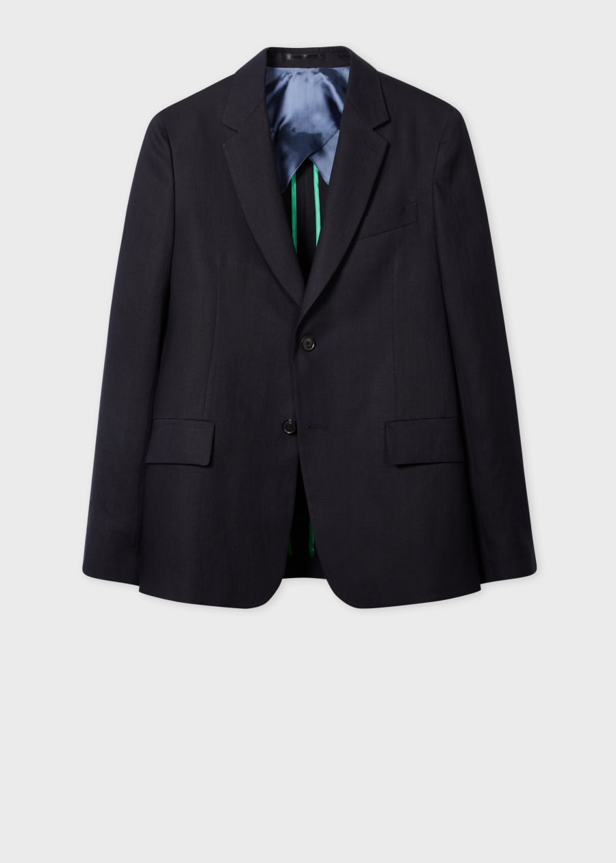 Navy Linen Two-Button Blazer Paul Smith