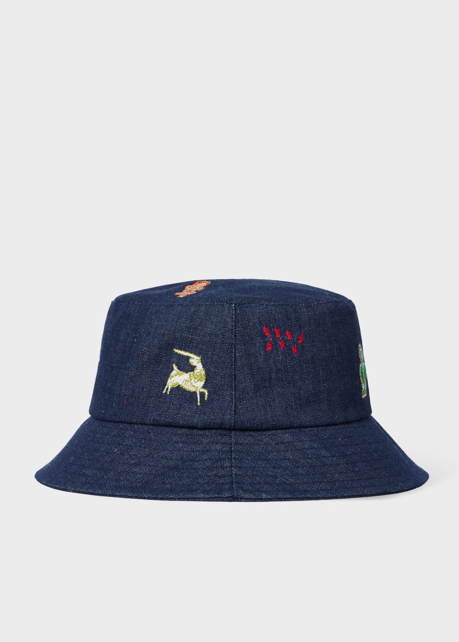 Men's Purple Cotton 'PS Happy' Bucket Hat