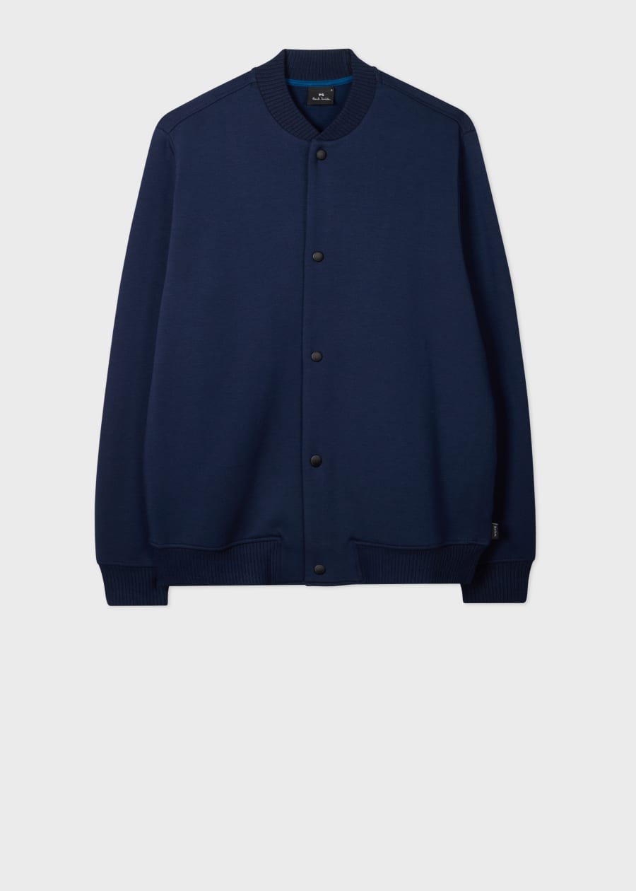 Navy Recycled Polyester Zip Blouson Jacket
