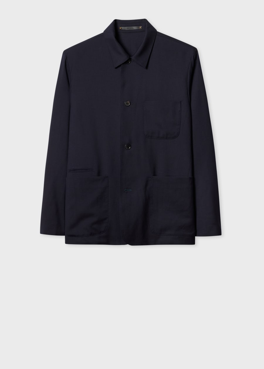 Men's Navy Stretch Cotton-Twill Work Jacket