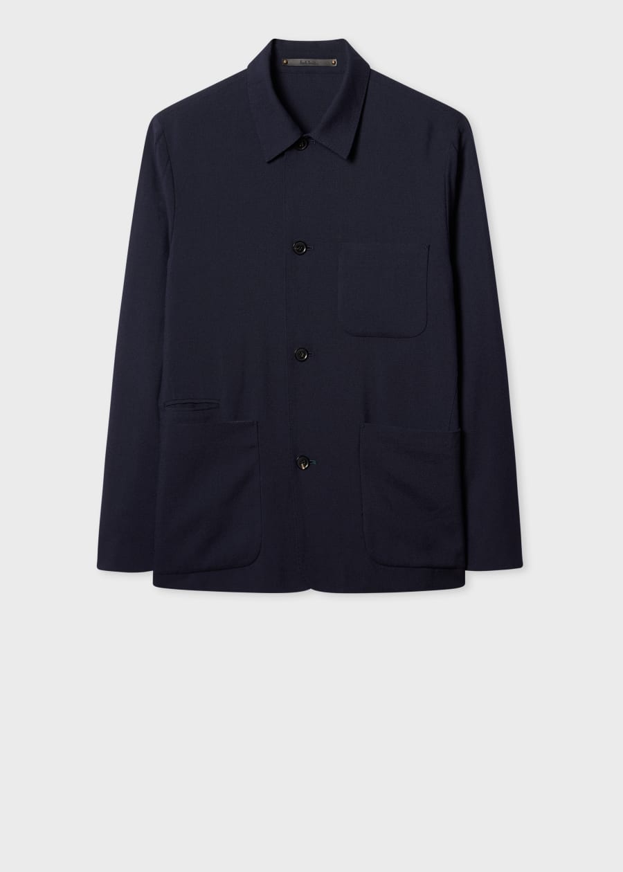 Men's Navy Stretch Cotton-Twill Work Jacket