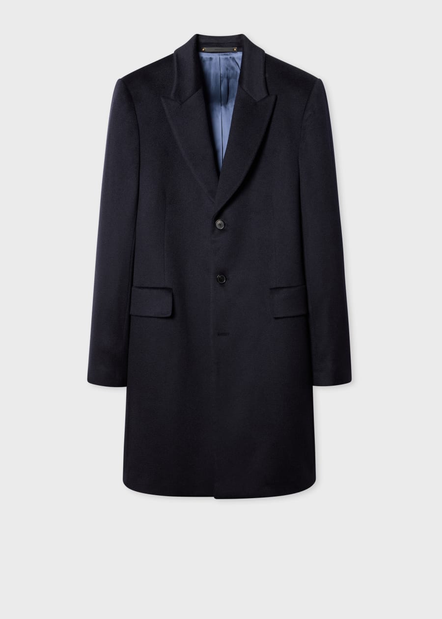 Men's Navy Wool-Cashmere Epsom Coat