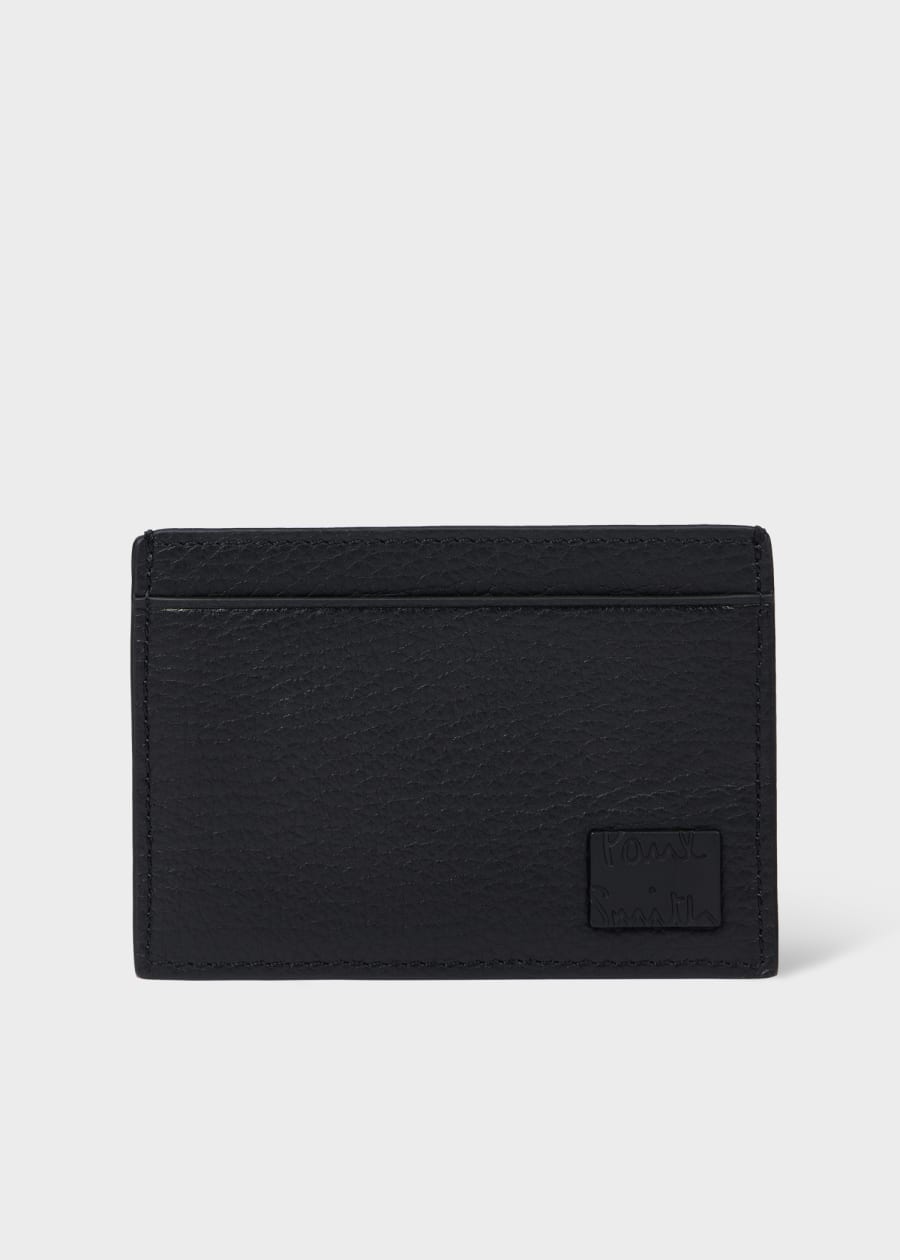 Black 'Signature Stripe' Leather Card Holder