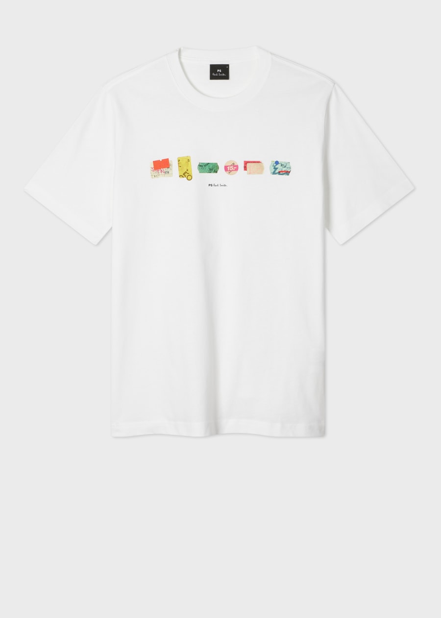 Men's White 'Zine Floral' Organic-Cotton T-Shirt