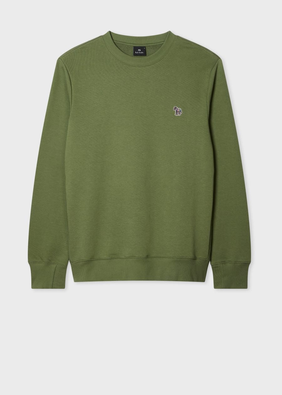 Men's Black Cotton Zebra Logo Zip-Neck Sweatshirt