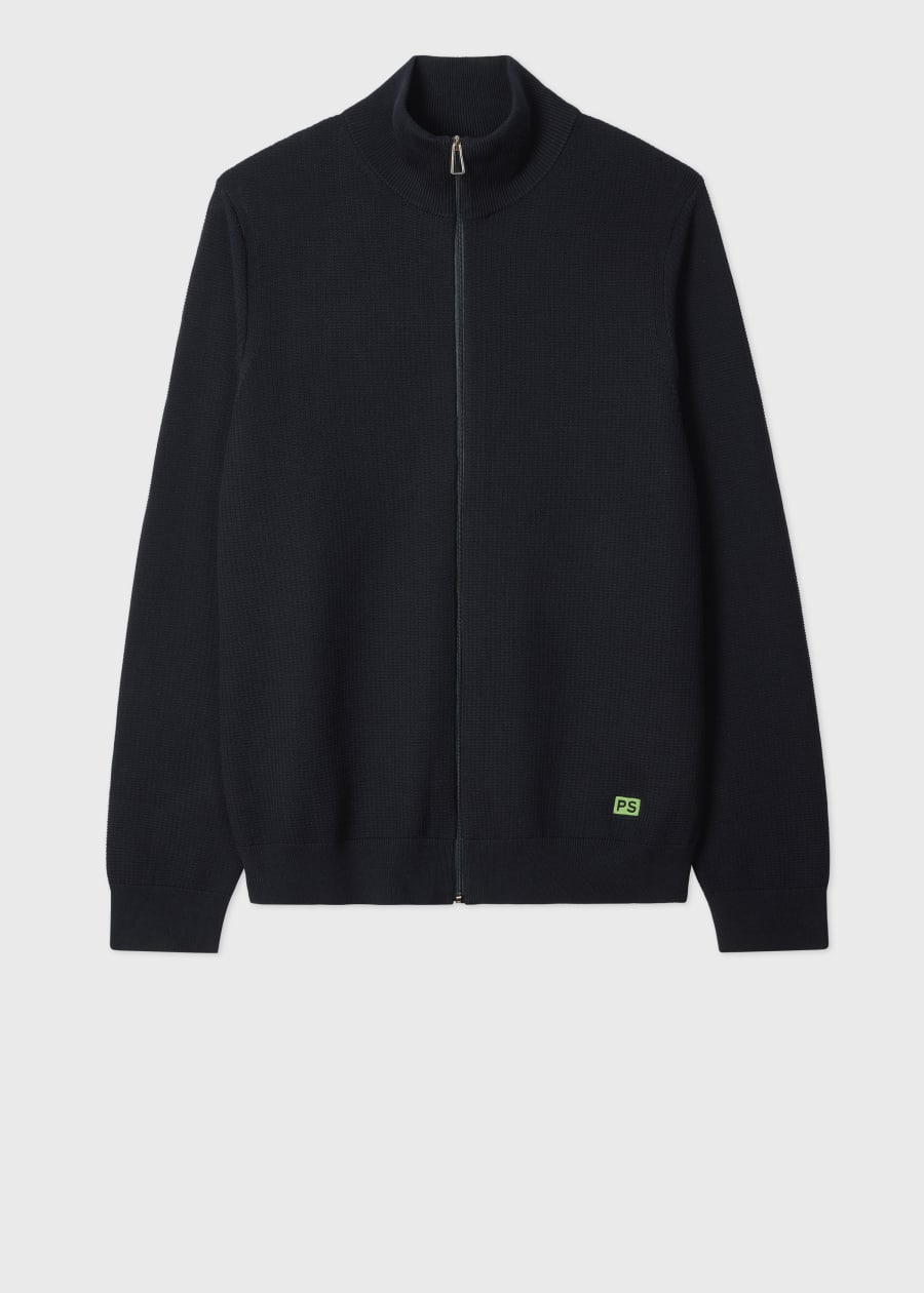 Black Merino Wool Full-Zip Cardigan Paul Smith