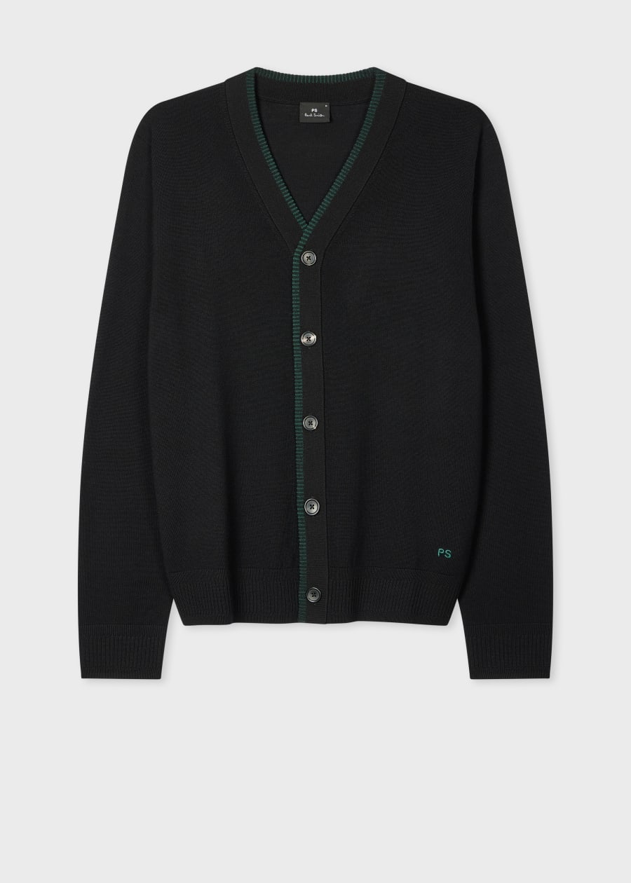Dark Navy Washable Wool 'Signature Stripe' Cardigan
