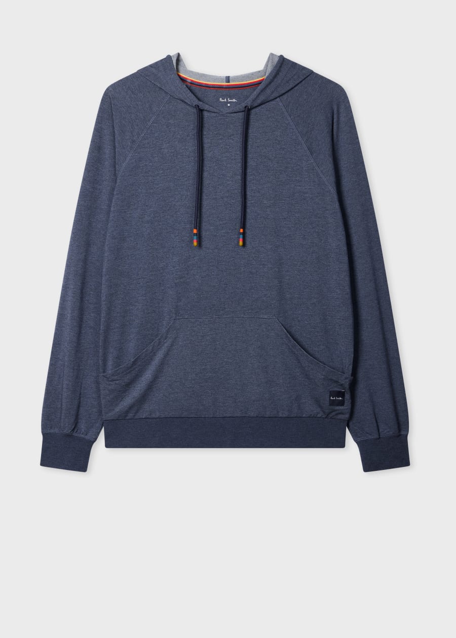 Men's Navy Zip-Front Washable Wool 'Signature Stripe' Hoodie