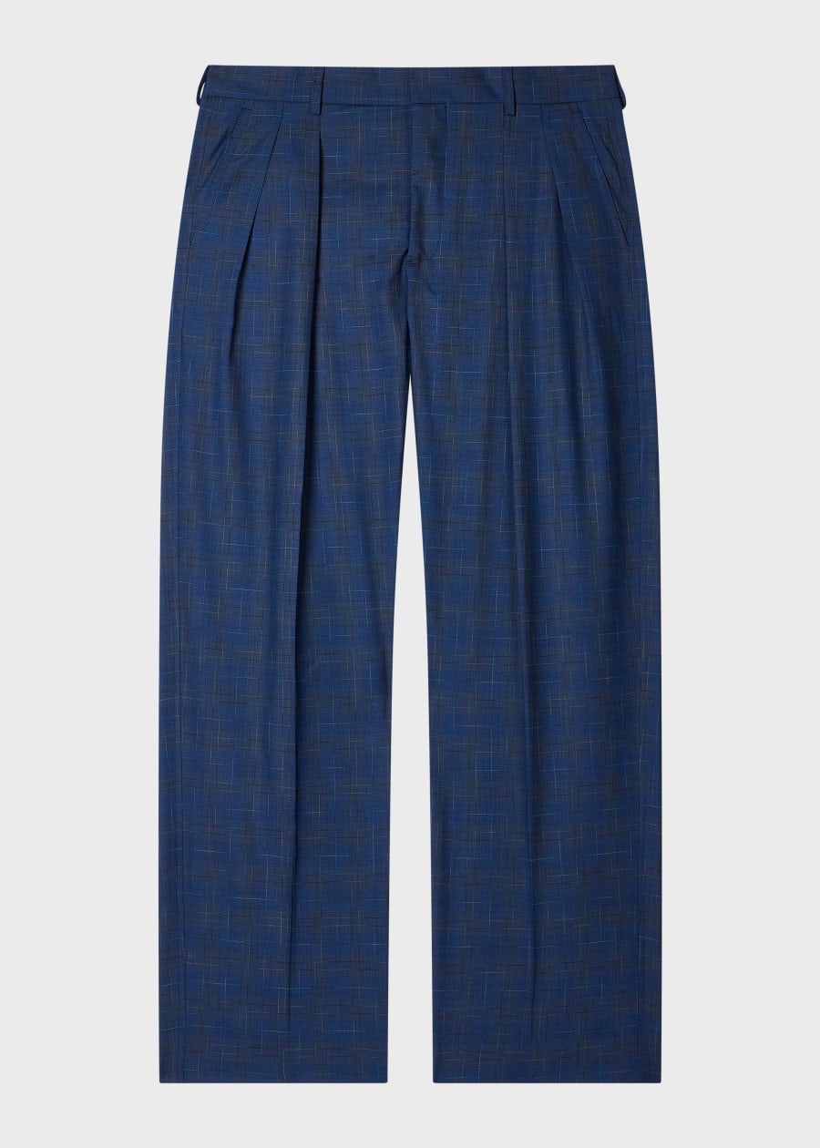 Men's Grey Superfine Merino Wool Pleated Trousers
