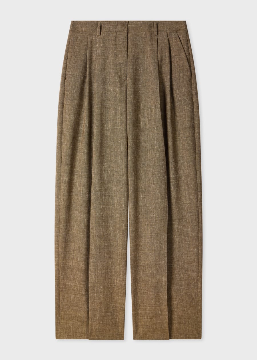 Women's A Suit To Travel In - Navy Pleated Wide Leg Wool Trousers
