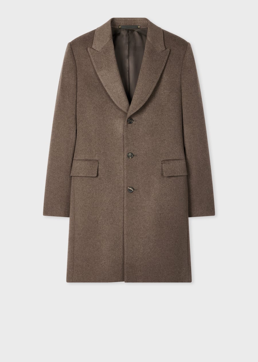 Men's Taupe Wool-Cashmere Overcoat