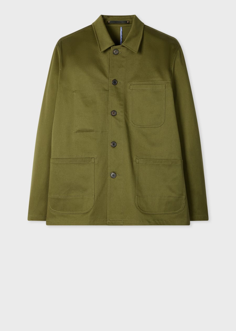 Men's Mid Blue Textured Stripe Chore Jacket