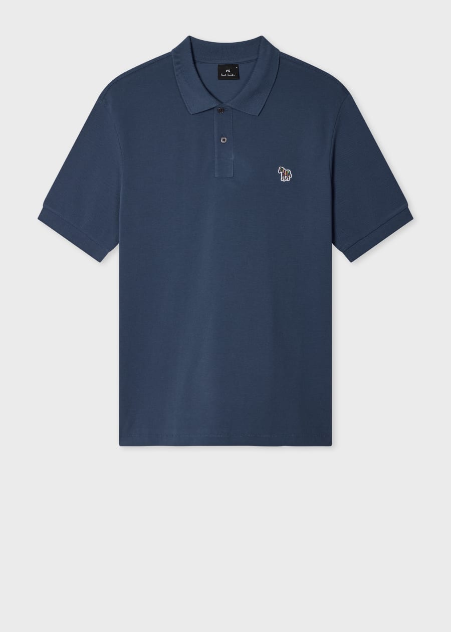 Men's Black Cotton-Piqué Zebra Logo Polo Shirt