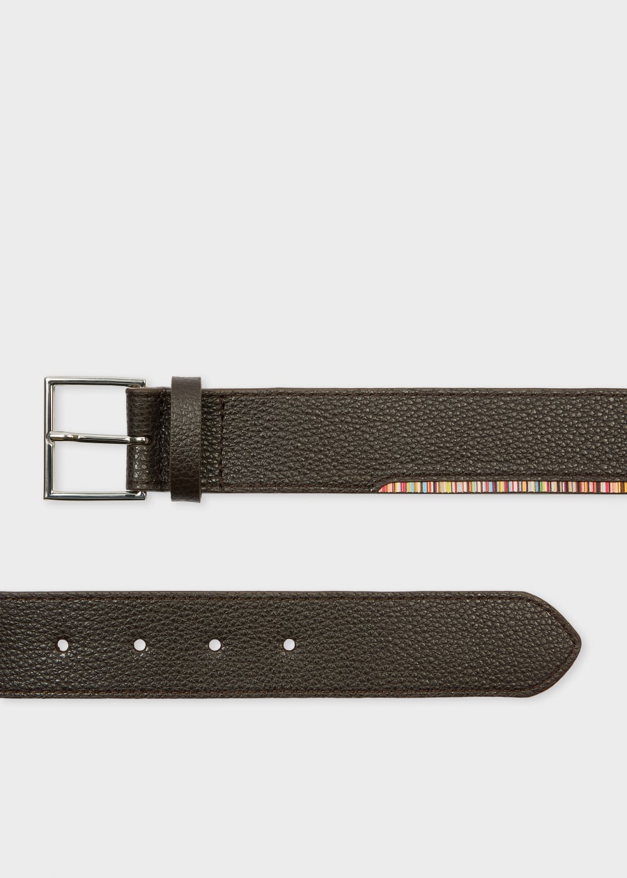 Men's Chocolate Brown Leather Double Keeper Classic Suit Belt