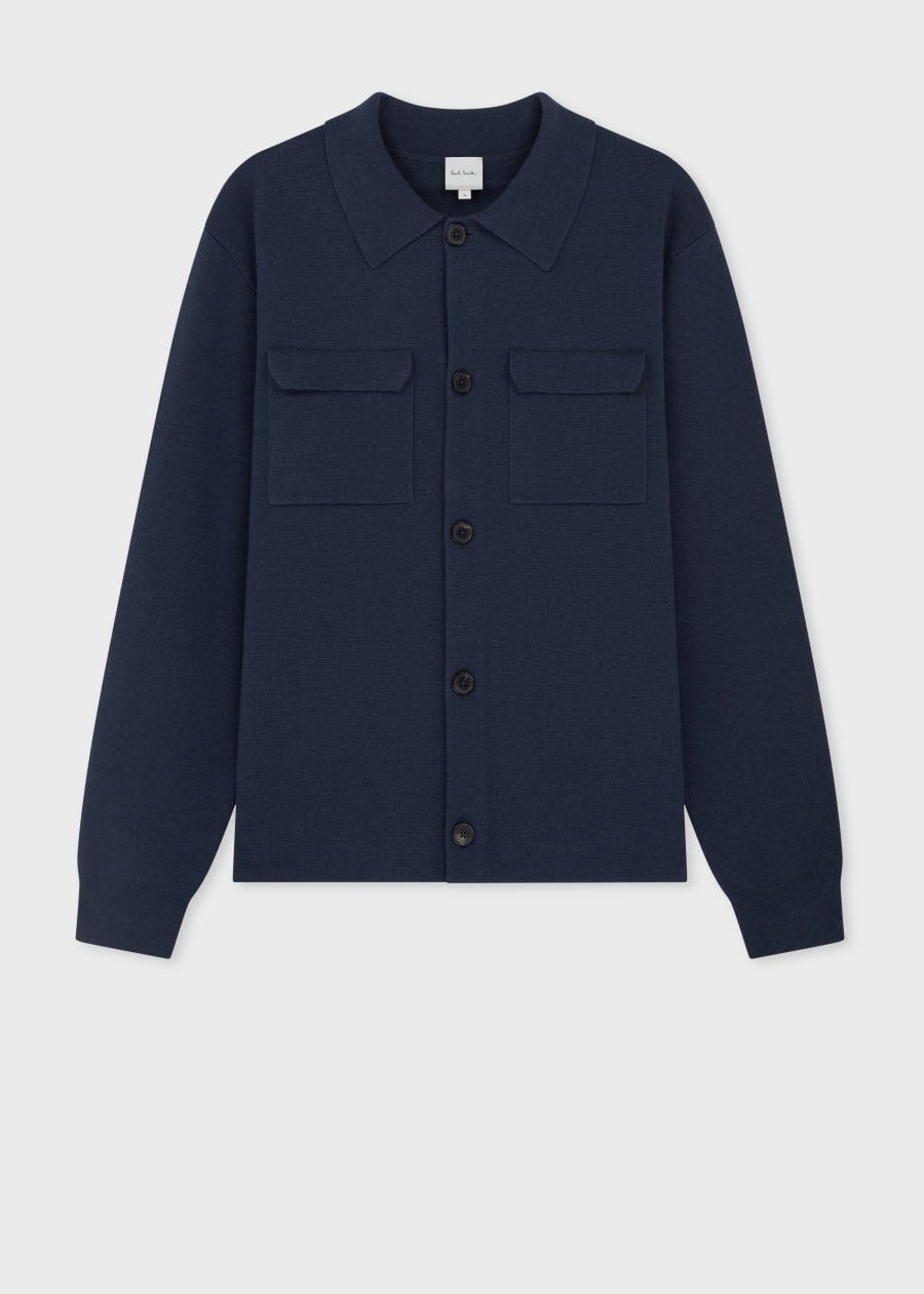 Dark Navy Washable Wool 'Signature Stripe' Cardigan
