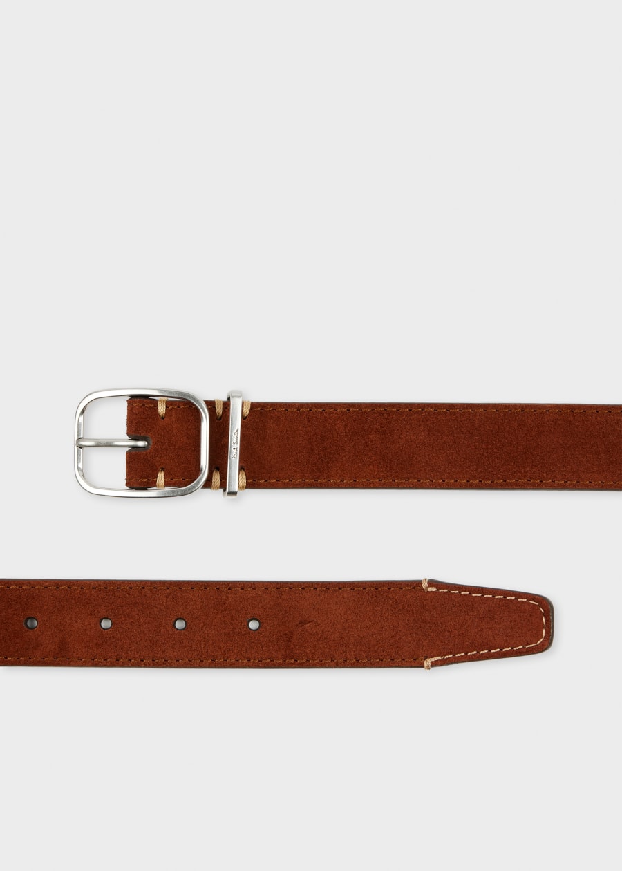 Men's Brown Leather 'Artist Stripe' Stitch Belt