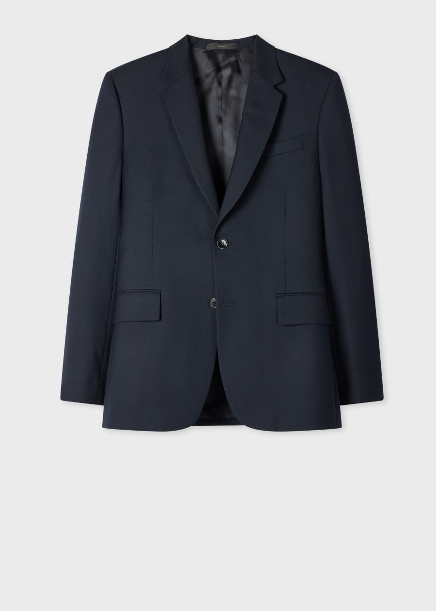 Men's Tailored-Fit Navy Overdyed Wool-Cashmere Flannel Blazer