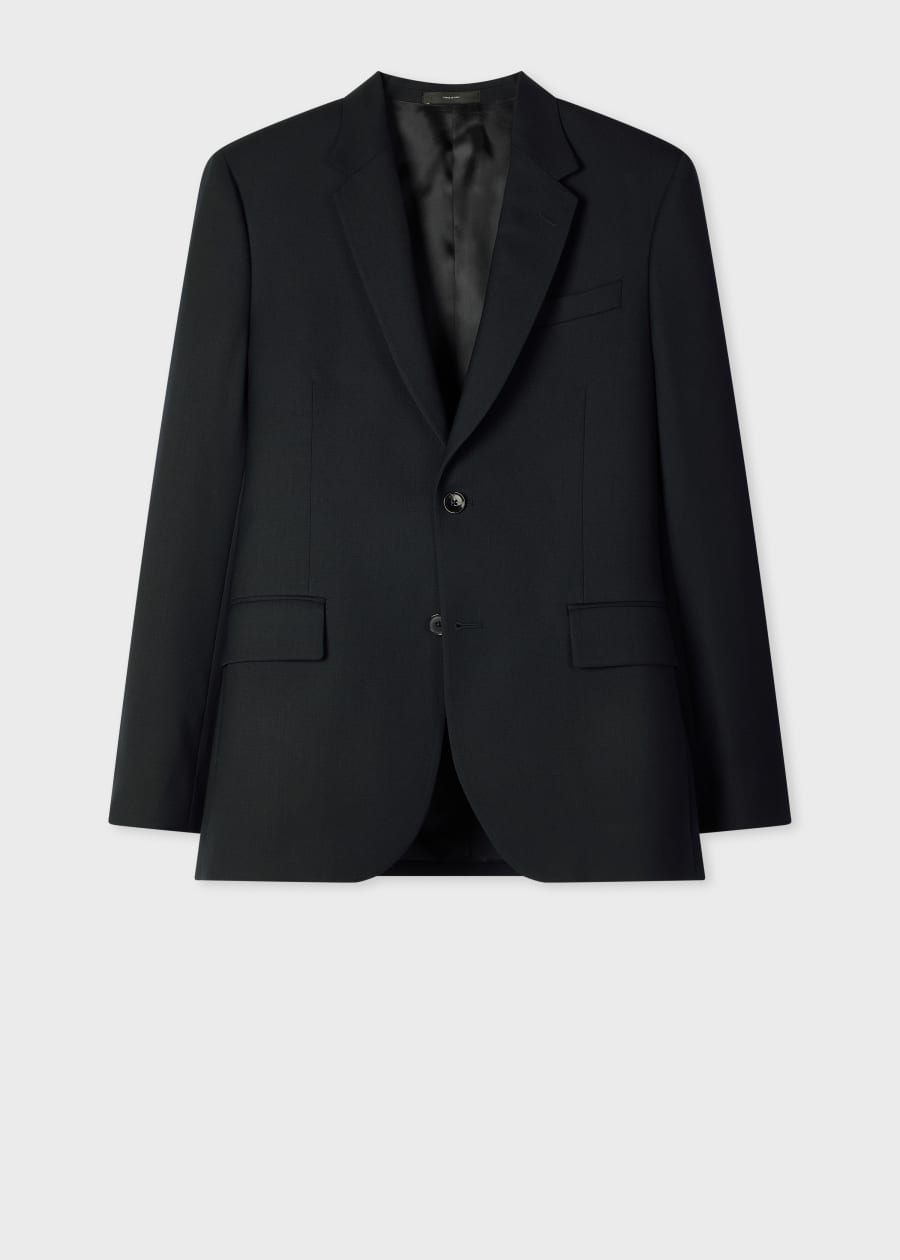 Men's Tailored-Fit Dark Navy Wool-Mohair Evening Blazer