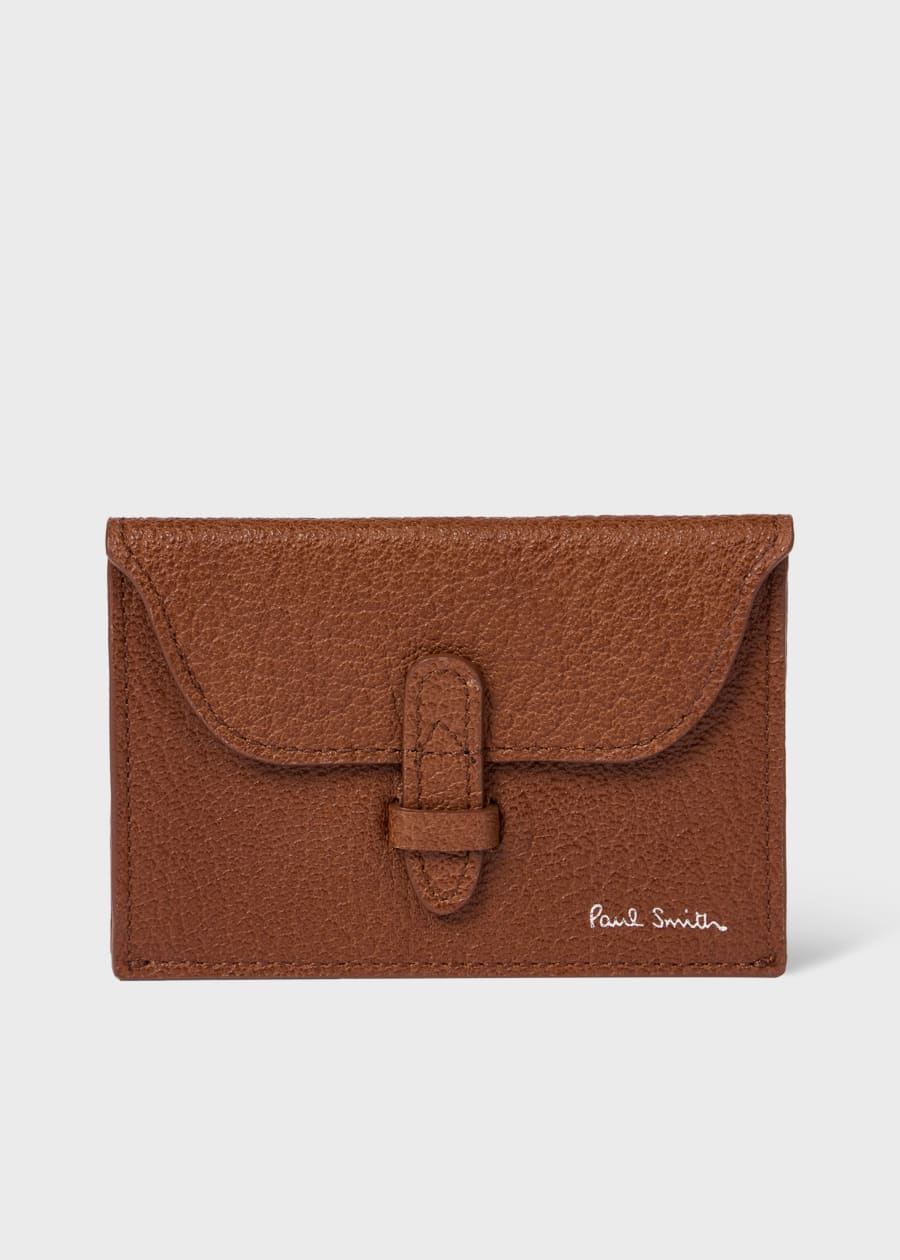 Black Leather 'Signature Stripe Block' Credit Card Holder