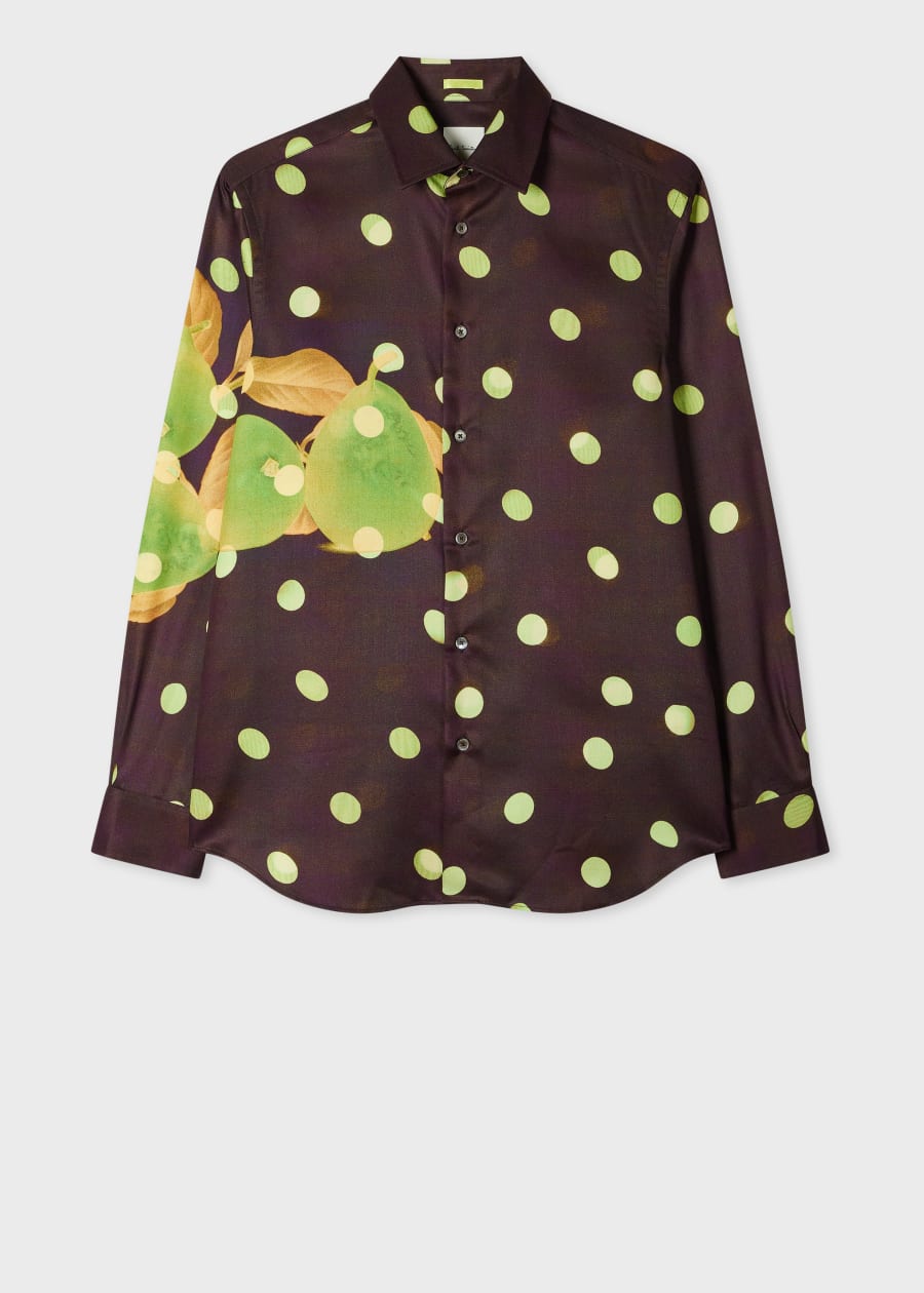Men's Blue Stripe 'Zine Floral' Print Shirt