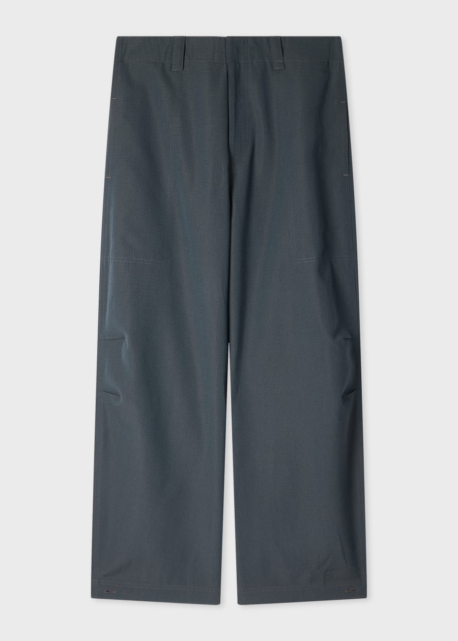 Men's Black Linen and Wool-Blend Textured Twill Trousers