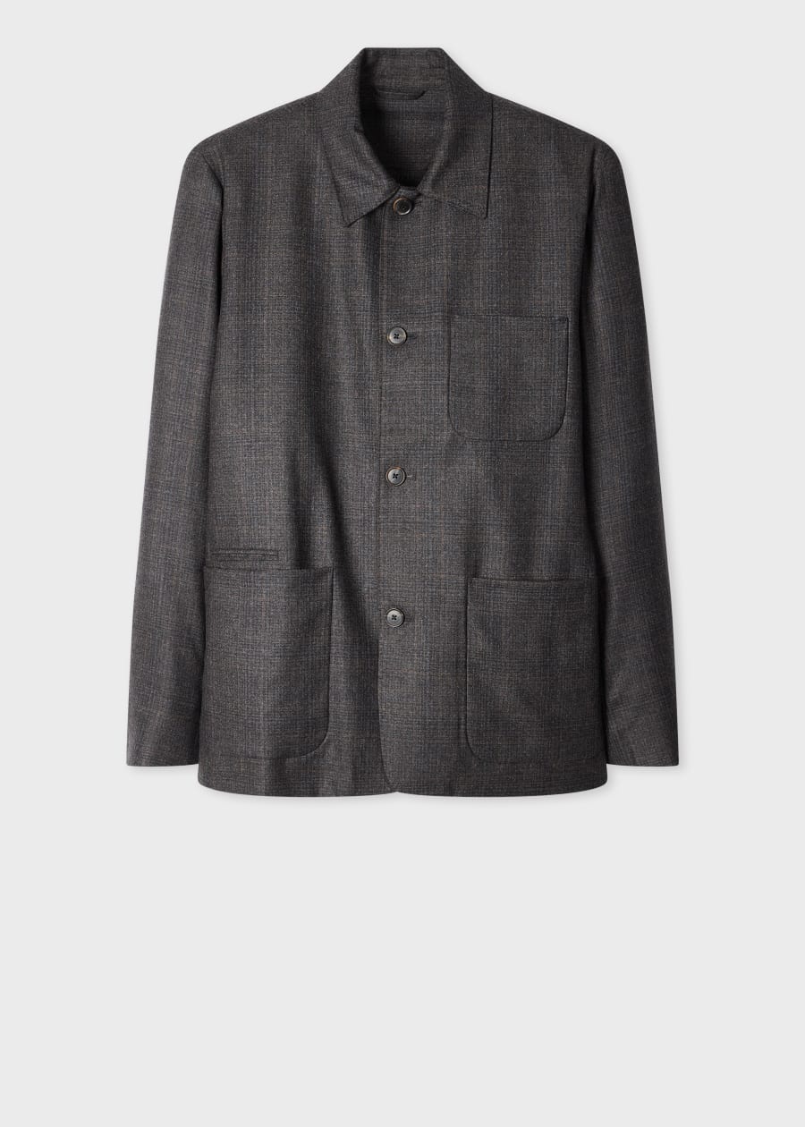 Navy Two-Ply Hopsack Wool Work Jacket