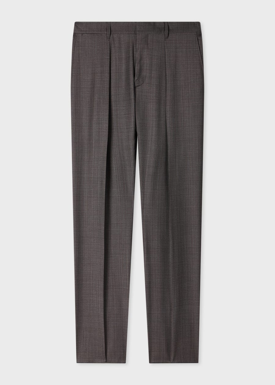 Men's Grey Superfine Merino Wool Pleated Trousers