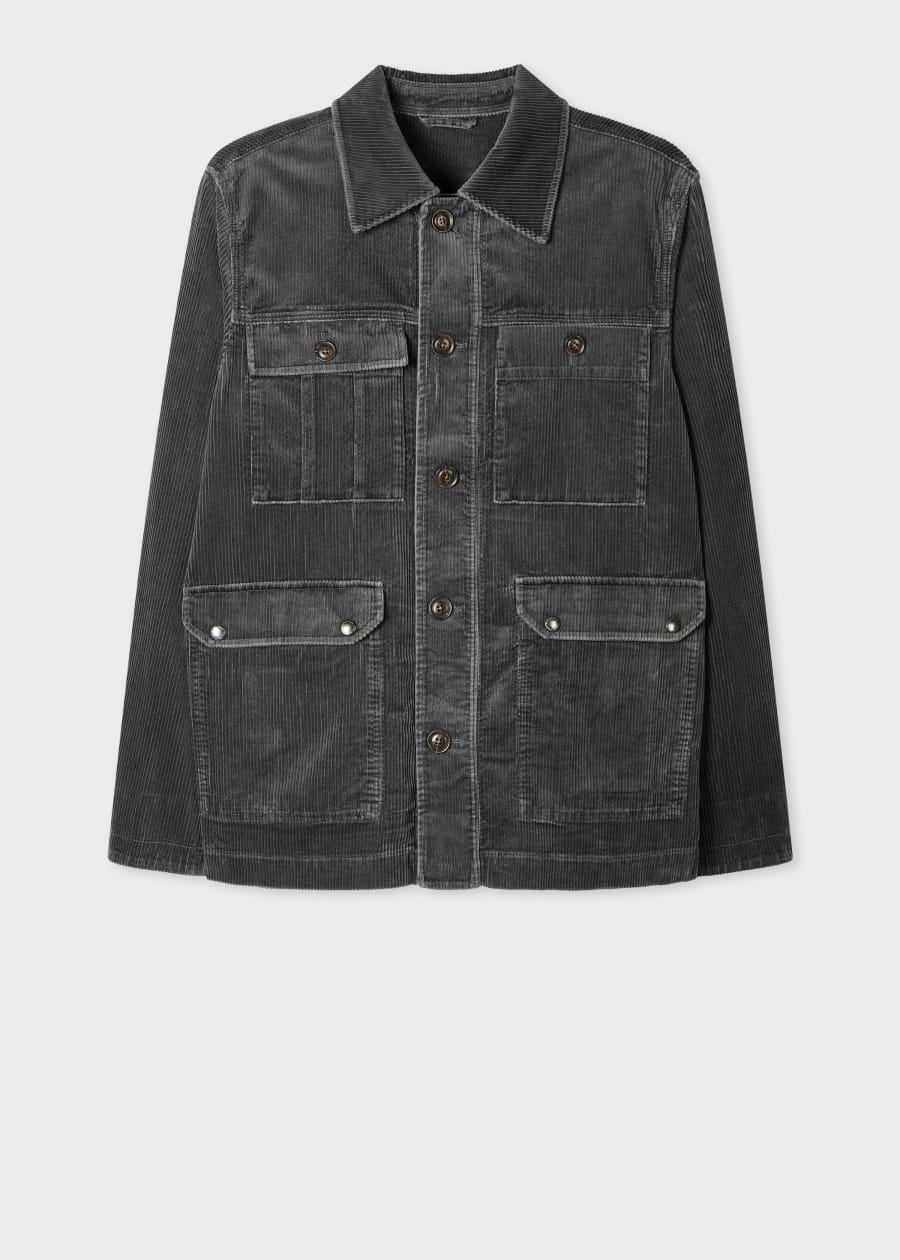 Men's Mid Blue Textured Stripe Chore Jacket