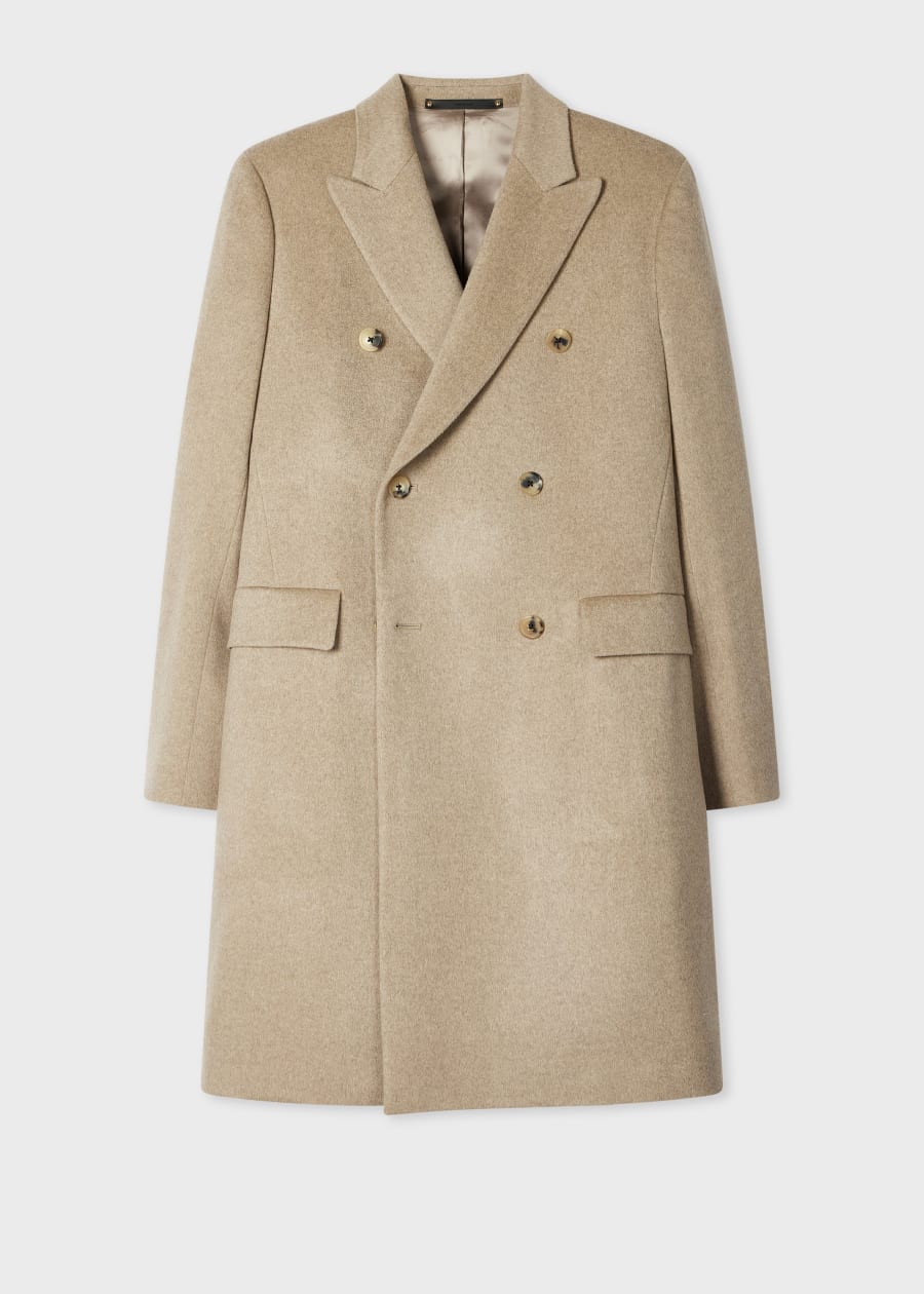 Men's Khaki Wool-Cashmere Epsom Coat