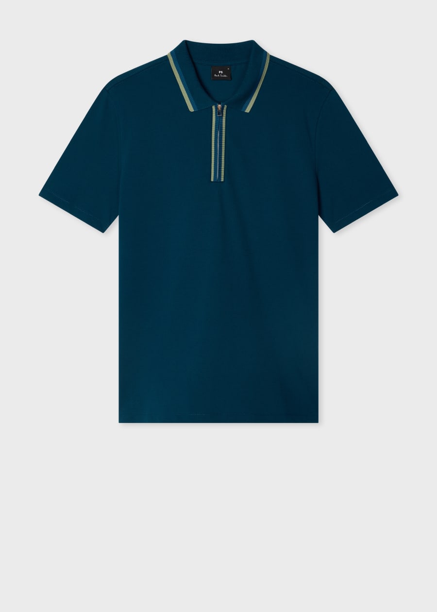 Men's Black Stretch-Cotton 'Broad Stripe Zebra' Polo Shirt