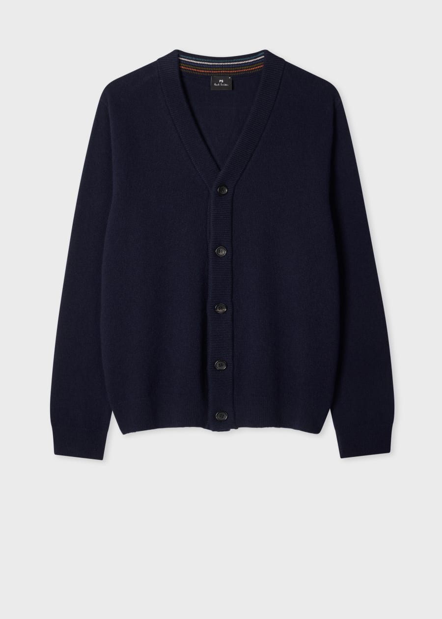 Dark Navy Washable Wool 'Signature Stripe' Cardigan