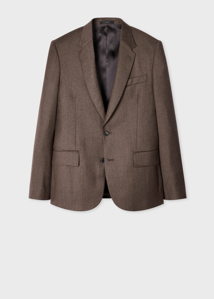 Men's Brown Crepe Viscose-Wool Four-Pocket Blazer