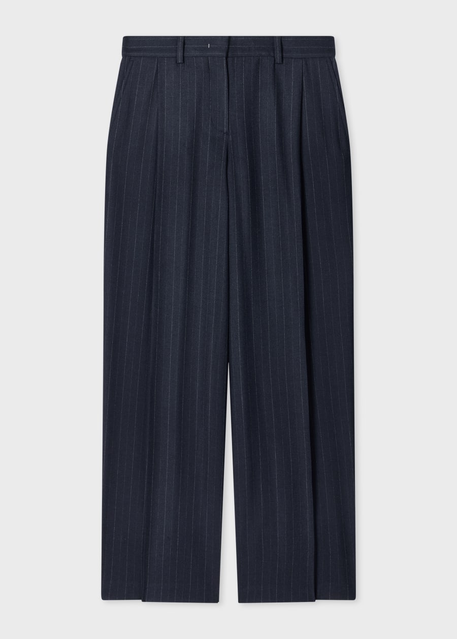 Women's A Suit To Travel In - Black Pleated Wide Leg Wool Trousers