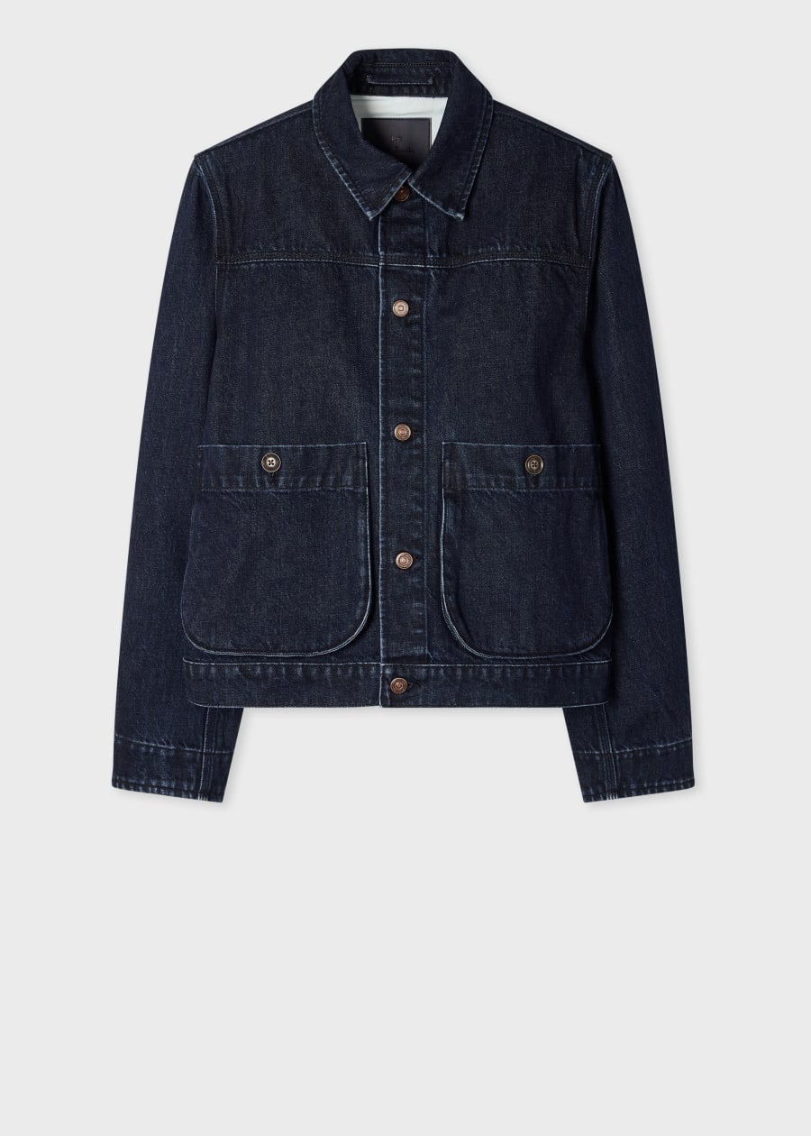 ジャケット・アウター 90s paul smith stitch embroidery jacket Men's Navy Stretch Cotton-Twill Embroidered Stripe Chore Jacket