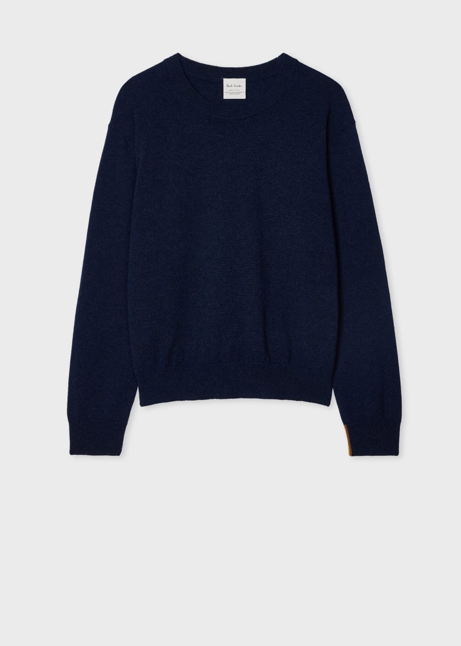 Women's Navy Blue Stripe Zip Neck Sweater