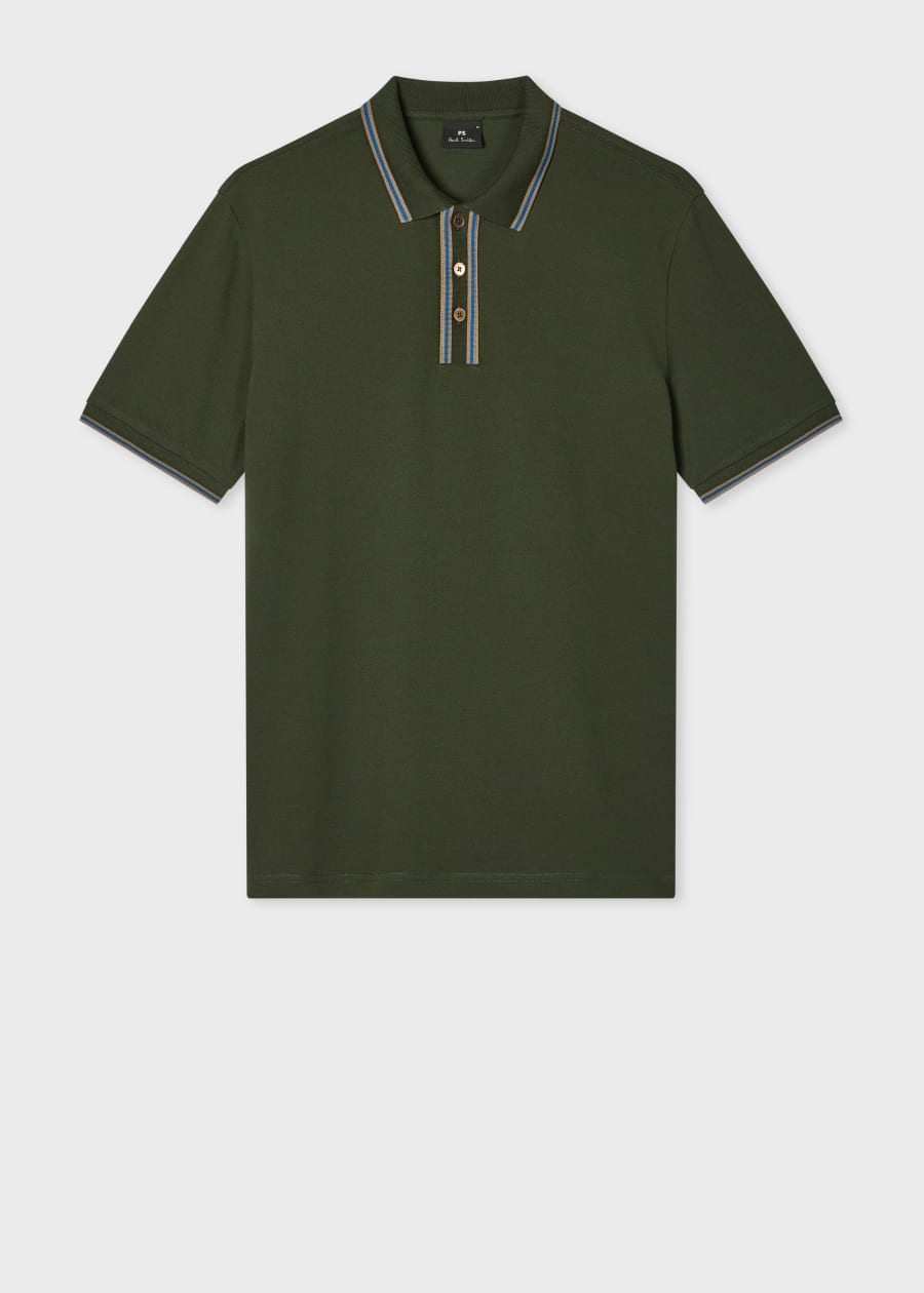 Men's Blue Textured Cotton Zip Polo Shirt