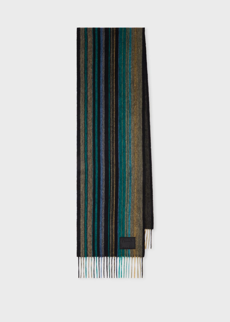 Navy Blue Cashmere Logo Scarf