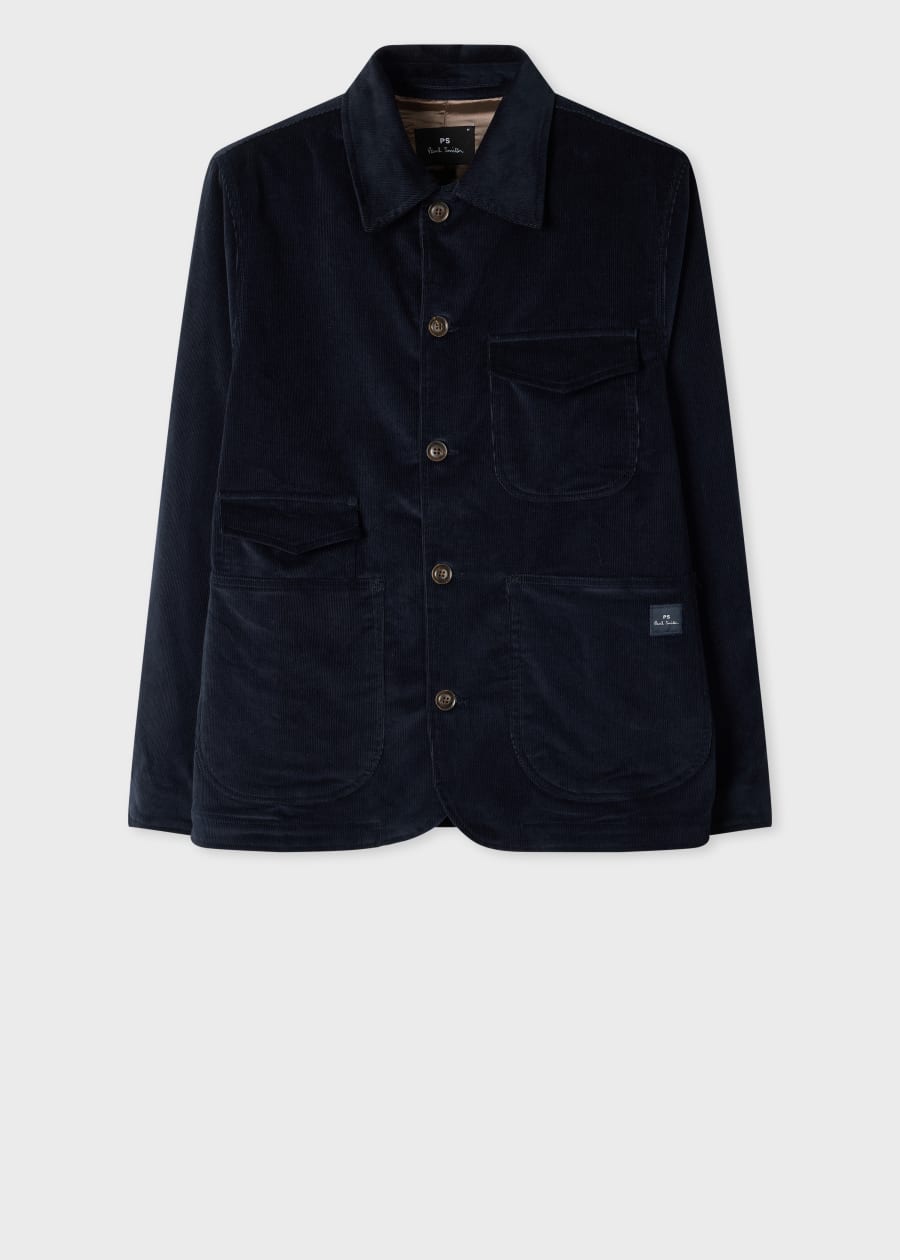 Men's Navy Cotton Seersucker Work Jacket