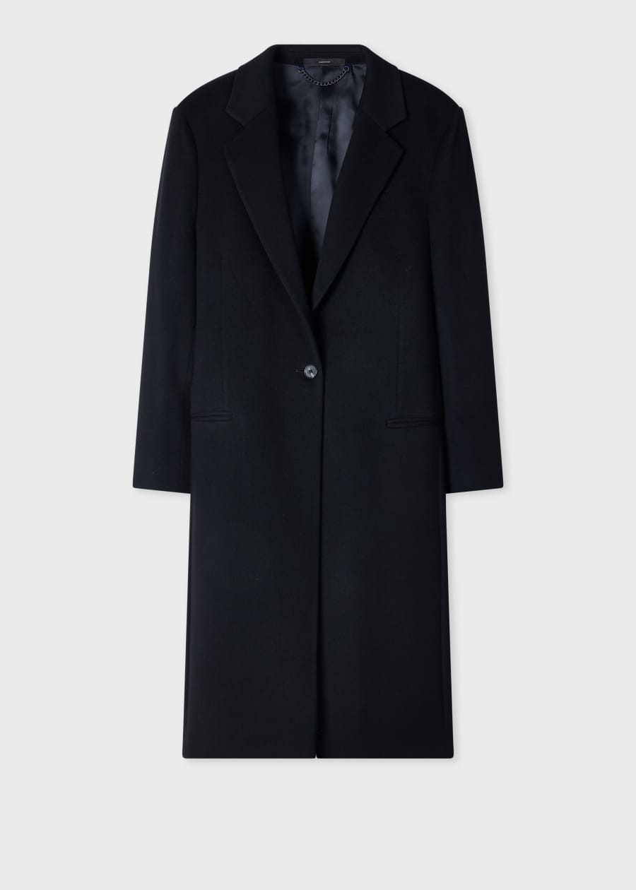ジャケット・アウター Paul Smith Wool Cashmere Long Coat Women's Dark Green Wool-Cashmere Double-Breasted Coat