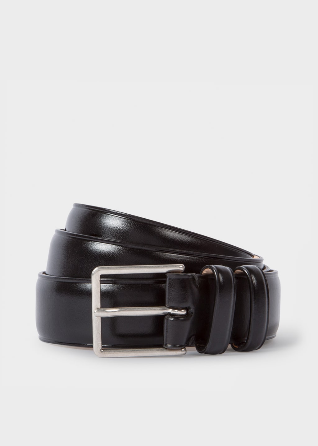 Product View - Black Leather Double Keeper Classic Suit Belt by Paul Smith