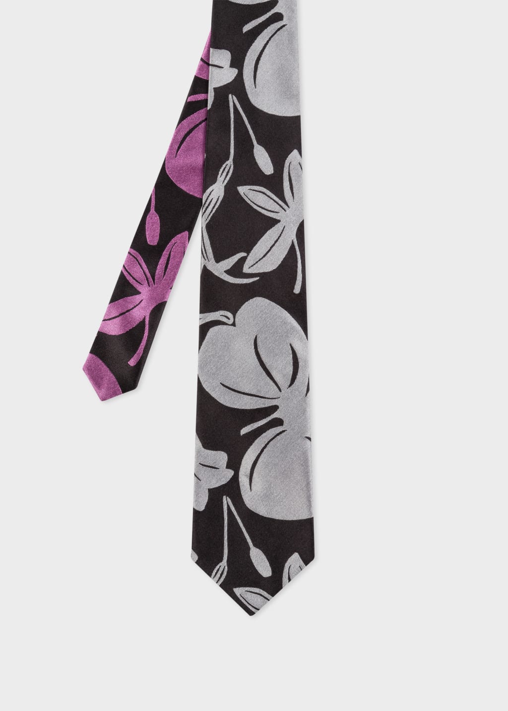 폴스미스 Paulsmith Black Floral Cutout Silk Tie