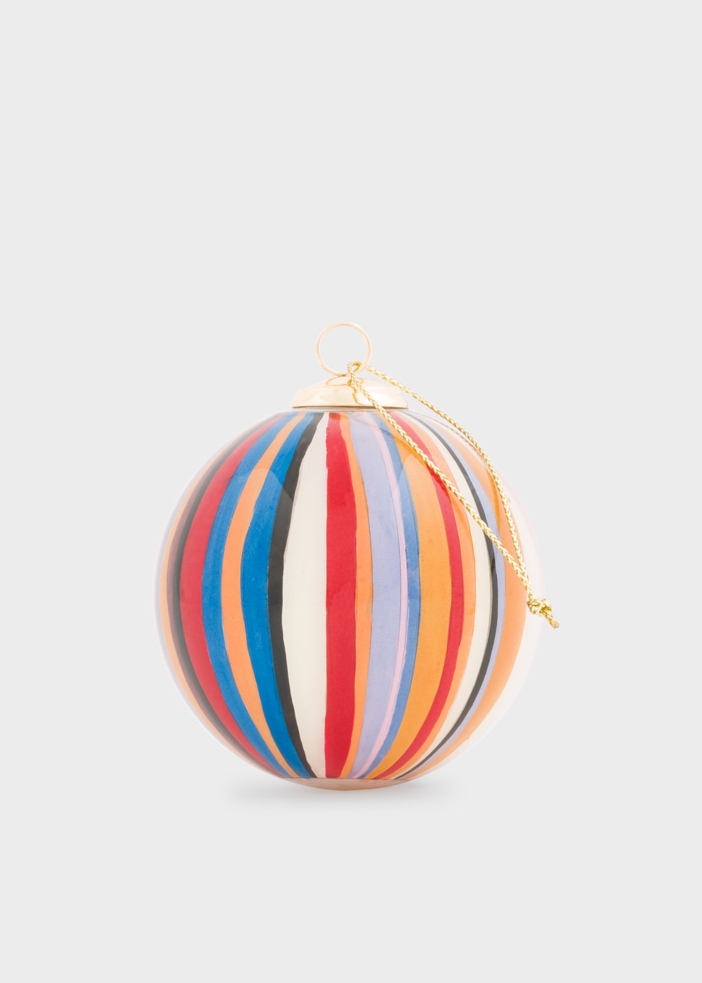 Front View - Hand-Painted 'Signature Stripe' Glass Bauble Paul Smith