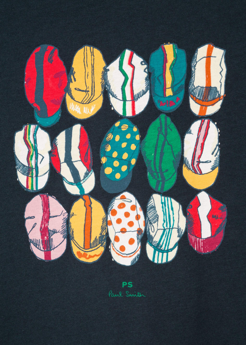 Detail View 0 Navy 'Cycling Caps' Print T-Shirt Paul Smith